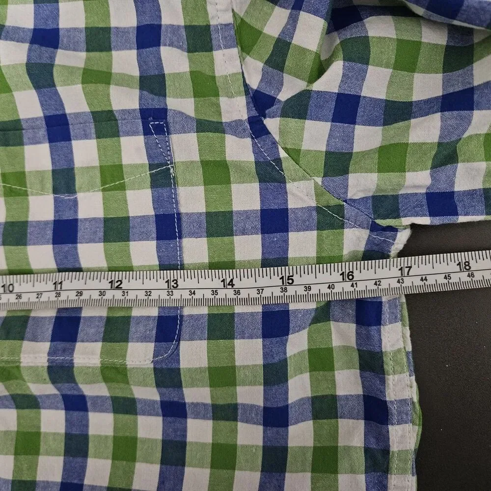THE CHILDREN’S PLACE Kids Boy's Blue Green Plaid Button Down Shirt Size 10/12